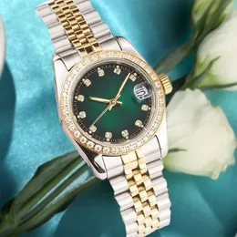 Relojes Automaticos Watches 고품질 남성 기계 시계 디자이너 럭셔리 남성 시계 Montre President Midsize Midsize Mint Green Black Diamond Ladies Watch Box Card