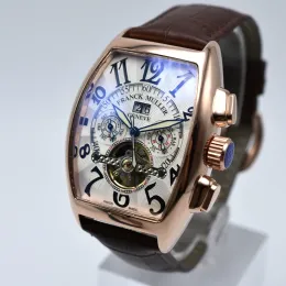 Geneva luxury leather band tourbillon mechanical men watch dropshipping day date skeleton automatic men watches gifts High quality exquisite gift