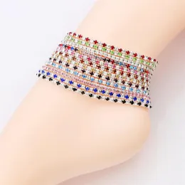 12st Lot 12Colors Silver Plated Fresh Full Clear Colorful Rhinestone Czech Crystal Circle Spring Anklets Body Jewelry246Q