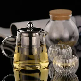 غلاية زجاجية مقاومة للحرارة شاي زهرة شاي بوير القهوة شاي الشرب مجموعة مصفاة الفولاذ المقاوم للصدأ ترويجي 260D