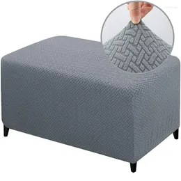 Chair Covers Stretch Rectangular Ottomans Soft Jacquard Sofa Pedal Footstool Slipcovers For Living Room Furniture Protector