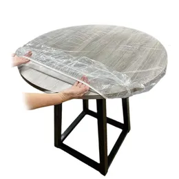 テーブルクロスPVCフィットラウンドエラスティックテーブルクロス透明なエッジテーブルカバープラスチック防水オイルプルーフダイニングテーブルプロテクターカバー230925