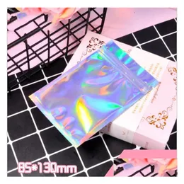Storage Bags 20Pcs Small Holographic Baggies One Side Clear Aluminium Foil Plastic Bags1 Drop Delivery Home Garden Housekeeping Organi Dhgzt
