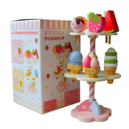 주방 재생 음식 아기 장난감 시뮬레이션 자기 아이스크림 나무 나무 부엌 유아 생일 크리스마스 선물 쥐 230925