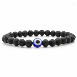 Strand Fashion Eye Of Evil Head Charm Bracelets Men Lava Stone Zircon Prism & Bangles For Women Friendship Jewelry Gift