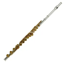 New offset 17 open hole B foot silver plated C key flute gold plaed keys Musical instrument with Case Free Shipping