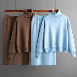 Kvinnors tvådelade byxor HLBCBG Women Bodycon kjolar Spårar uppdelade överdimensionerade pullover tröjor Hög elastisk långa tunika kjol 2 stycken