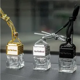 Car Perfume Bottle Scented oil diffuser Rearview Ornament Hanging Essential Oils Diffuser Cube Hollow Air Freshener Fragrance Empty Glass Bottles Pendant LT556