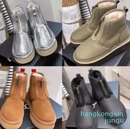 Neumel plataforma zip botas clássico mini tornozelo bota de neve pele carneiro fofo dealworld feminino austrália tazz tasman inverno botas de pele quente sapatos