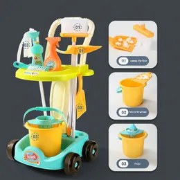 Tools Workshop Product Children's Simulation Sweeping Toy Cleaning Kit Tool Trolley Play House Boy Girl Gift 230925