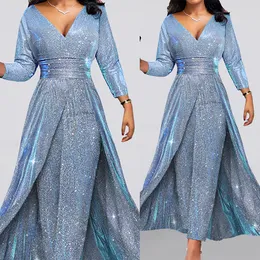 Manga comprida nova mãe da noiva vestidos bling v pescoço sereia formal madrinha noite festa de casamento convidados vestido plus size feito sob encomenda macacões brilhantes baile de formatura godmor