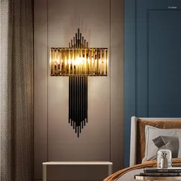 Wall Lamp Black/gold Modern Crystal Luxury Home Decor Led Sconce Large Living Room Bedroom Cristal Light Fixture