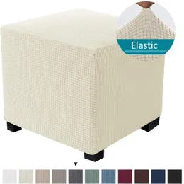 Chair Covers Elastic Jacquard Ottoman Stool Cover Stretch Footrest Dust Slipcover for Living Room Soft Non-slip Footstool Covers Home Decor 230925