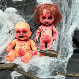 2pcs Halloween Creepy Dolls 10 inch Bloody Haunted Doll Scary Hanging  Zombie Baby Boy Girl With Rope Halloween Scary Horror Decoration Haunted  House