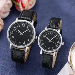 Wristwatches Trendy Pu Leather Wrist Watch Men Woman Couples Watches Clock Quartz Daily Business Office Hand Jewelry Accessories