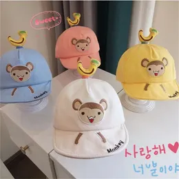 Baby Hat Spring Summer Autumn Soft Brim Cute Sun Children Sunshade Monkey Banana Baseball Cap för Born GC2335