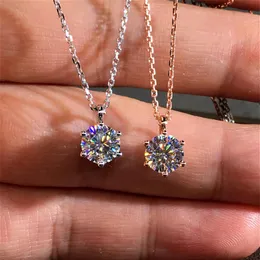 Ciondolo con diamanti da laboratorio in oro rosa 18 carati da 2 ct, vero argento sterling 925, con pendenti per matrimonio, collana a catena per le donne, gioielleria raffinata318W