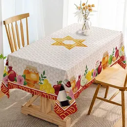 Table Cloth Shana Tova Rectangle Tablecloth Holiday Party Decorations Rosh Hashanah Jewish Year Waterproof Dining Cover