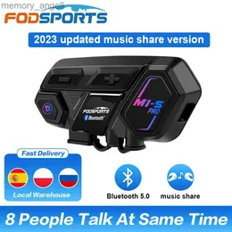 Walkie Talkie Fodsports M1-S Pro Motorcykel Intercom Bluetooth Helmet Headset 8 Riders 2000m Communicator BT 5.0 Interphone Share Music. HKD230925