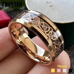 Wedding Rings Drop TUSSTEN 8MM Dragon Ring Tungsten Band For Men Women Beveled Polished Edges Classic Jewelry