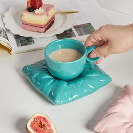 Muggar nordisk stil kudde keramisk kopp med kuddeformade härliga kreativa kaffekoppar frukostmjölk