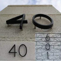 Garden Decorations Black Floating House Numbers Doorplate Letters Metal Address Sign Plate Outdoor Street Door Plaque Number For Home Mailbox 0-9 230925