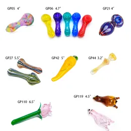 Glass Smoking Pipe Tobacco Hand Pipes Pyrex Colorful Spoons Bong Hookup Smoke Accessories Stripe Chili Lighthouse Pink Rose Bear Glass Pipe