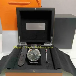 Real Po med original Box Watch Mens Black Dial Rostfritt stål läderband PAM 00754 Transparent Back Automatic Mechanical M214Q
