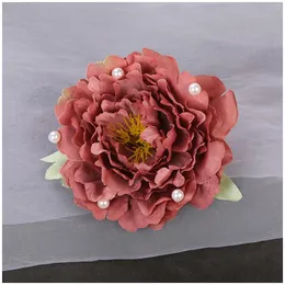 Hair Accessories Children Vintage Clips Headpiece Sweet Silk Flower Nonslip Beading Headwear For Thick Curly Styling Decorative
