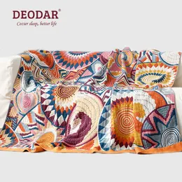 Filtar Deodar Nordic Bohemian 100% Cotton Gaze SOFA THEACH BED COVER Hela säsongen tupplur Beddrage Travel Camping Throw Filt för Sleeping YQ230925