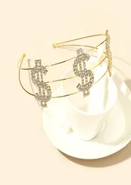 fashion letter dollar signCoin rhinestone accessory Headband on the head Hair band tiara for women jewelry clip hair7157005