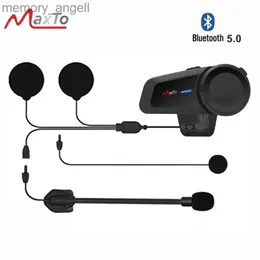 Walkie talkie maxto m2 1000m motorcykel interphone hjälm bluetooth headset moto trådlös intercom för 6 ryttare som pratar fm radiovattentät hkd230925