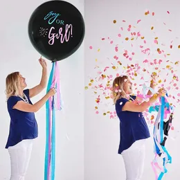 Other Event Party Supplies Black Boy Or Girl Gender Reveal Balloons 36inch Latex Balloon with Confetti for Baby Shower Birthday Party Decor Globos Supplies 230925