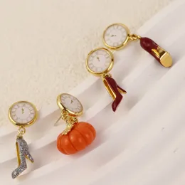 Women's Dangle and Chandelier Creative Pumpkin Crystal Shoes Clock Enamel Niche Earrings