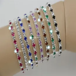 IN STOCK 20 Pcs 1 lot Colorful Spring Row Rhinestone Bracelet Tennis 144201q