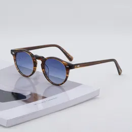 Sunglasses Designer Men Women Vintage Gradient Lens Eyeglasses Brand Gregory Peck Retro Striped Brown OV5186 Glasses With Box