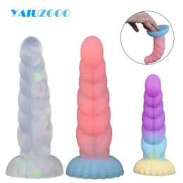 Anal Toys Silicone Soft Luminous Dildo For Women Men Masturbator Glowing Butt Plug Big Dildos With Sug Cup Adult Sex Toy 230925