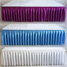 Table Skirt Custom Colorful Ice Silk Wedding Table Skirt for Tablecloth Table Cover Wedding Stage White Ice Silk Table Skirting Decoration 230925