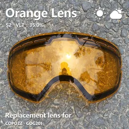 Outdoor Eyewear COPOZZ 201 Lens Ski Goggles For Anti fog UV400 Big Spherical Glasses Snow Lenses Replacement Lens Only 230925