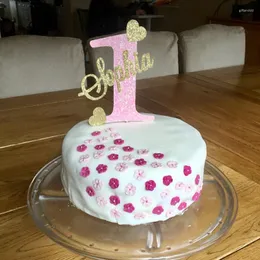 Strumenti per torte Personalizza un topper Personalizza il primo nome glitter Oro Decorazioni per feste Baby Shower Stuzzicadenti da dessert