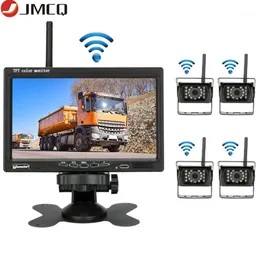 CAR VIDEO JMCQ 7 Trådlös bakre bakre kamera Monitor övervakar Auto Night Vision Waterproof Bakkamera för lastbilsgrävare Fork3117