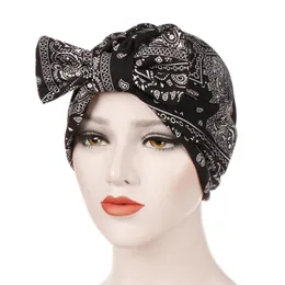 La più nuova primavera della Boemia cappello turbante musulmano floreale berretto Hijab avvolgere la testa perdita di capelli sciarpa testa Bowknot accessori moda donna2803