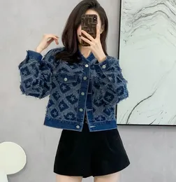 short designer jacket women long sleeve Lapel Neck jeans jackets denim womens coat