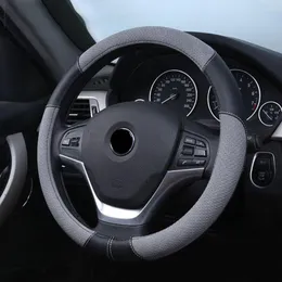 Steering Wheel Covers Breathable Anti-slip Handbrake Car Auto Cover 38cm Gray Black