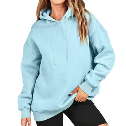 Sweat-shirt à capuche surdimensionné en polaire pour femme, couleur unie, décontracté, manches longues, haute qualité, pull ample, vêtements d'automne 2023