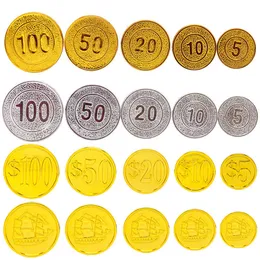 Kitchens Play Food 100pcs Gold Coins Plastic Fake Game Props Accessary Christmas Treasure Funny Cosplay Playing Toys Kids 230925