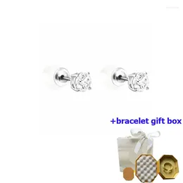 Stud Earrings High Quality White Classic Four Claw Women's Enhancing Temperament Beautiful And Moving Free Of