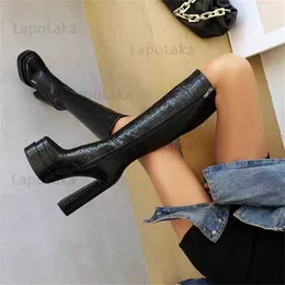 Boots Lapolaka Tone Style Trendy Women Shoes Female Motorcycle Zip Solid High Heel Ankle Platform Party Club Dress 220805