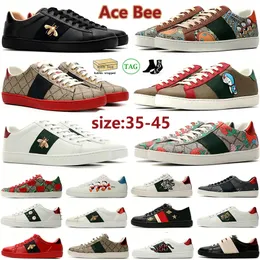 2024 Designer Sapatos Itália Ace Sneakers Bee Snake Couro Bordado Homens Negros Tigre Chaussures Interlocking Sapato Branco Andando Casual Sports Platform Trainers