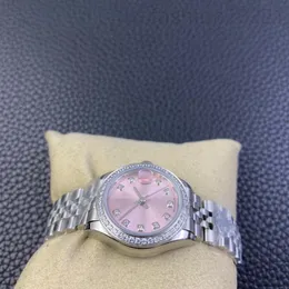 Pink Owatch Womens Rol Brand di alta qualità 31mm Diario in acciaio inossidabile Donna 2813 Diamond Bezel Lady Ladies DateWea Orologio